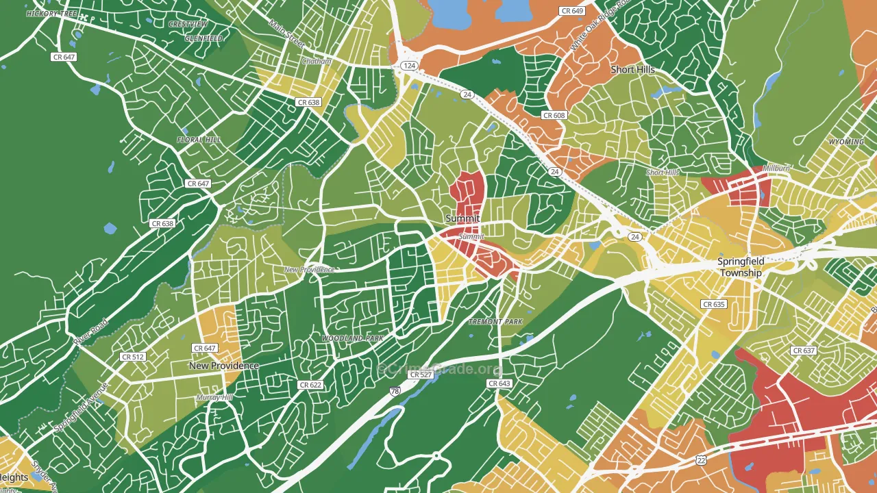 Summit, NJ Map of Assault Rates