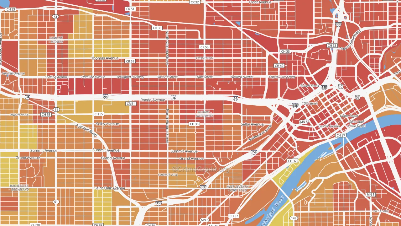 Summit-University, St. Paul, MN Map of Assault Rates
