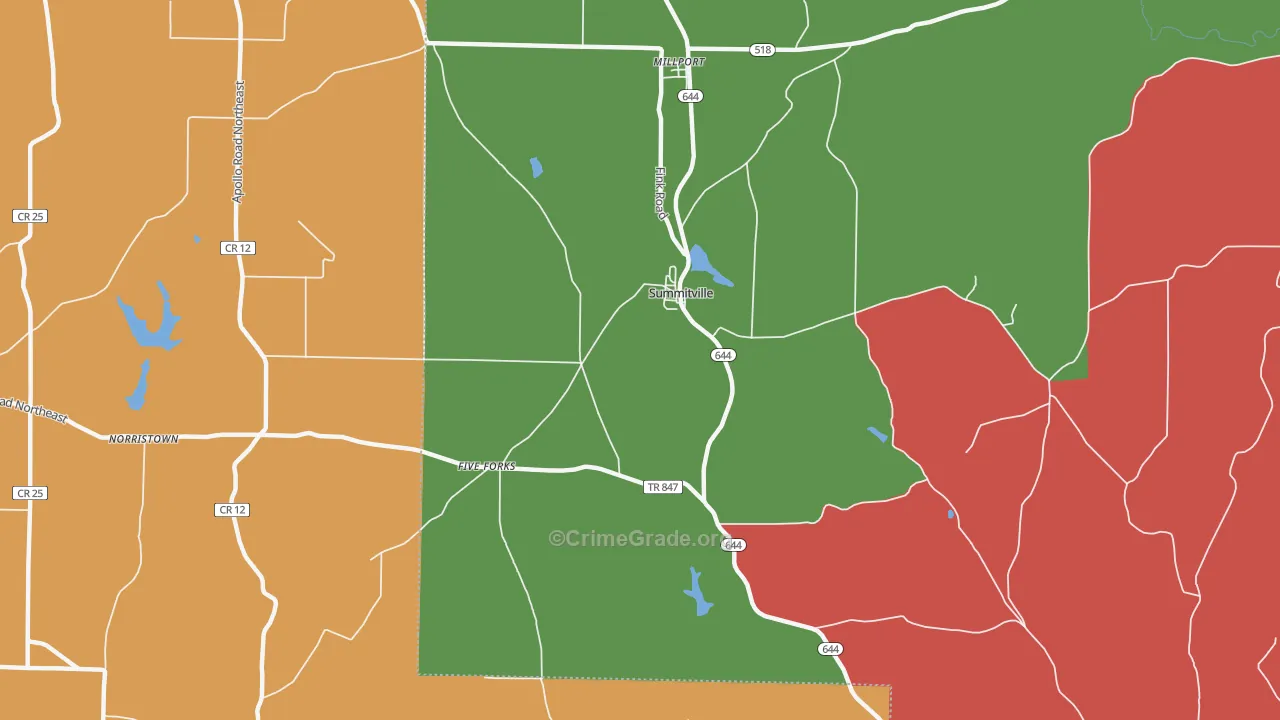 Summitville, OH Map of Assault Rates