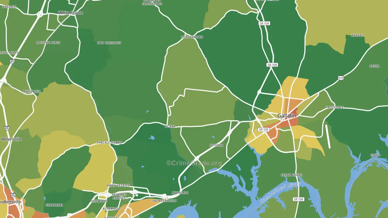 Sumner County, TN Map of Assault Rates