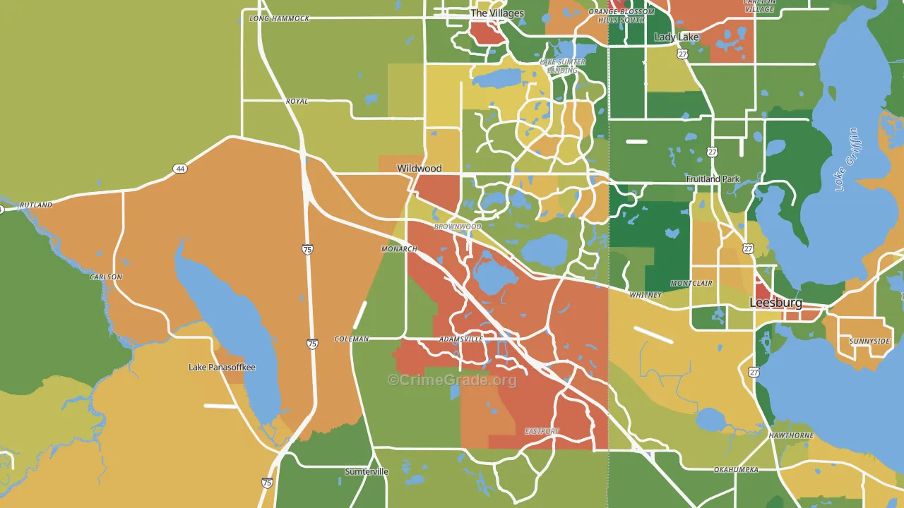 Sumter County, FL Map of Assault Rates