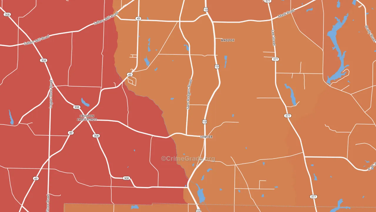 Sumter, GA Map of Assault Rates