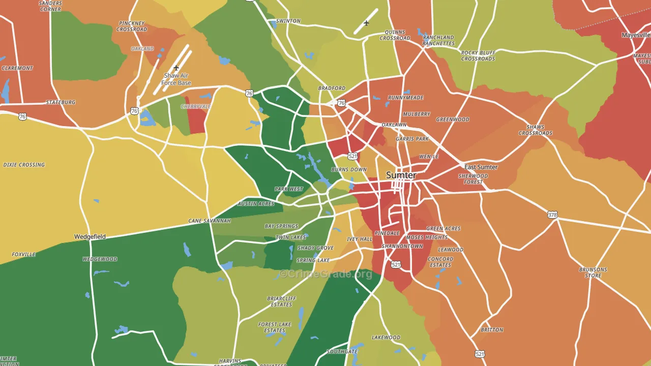 Sumter, SC Map of Assault Rates