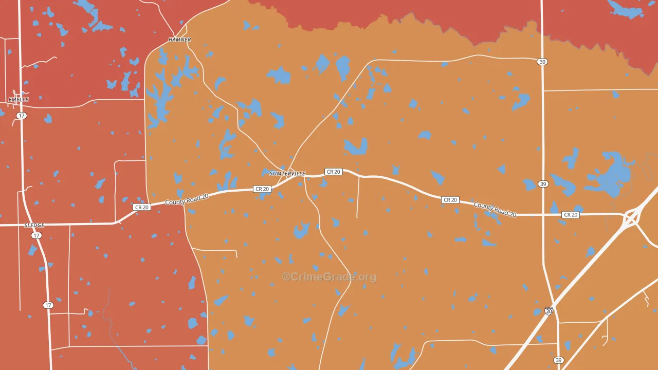 Sumterville, AL Map of Assault Rates