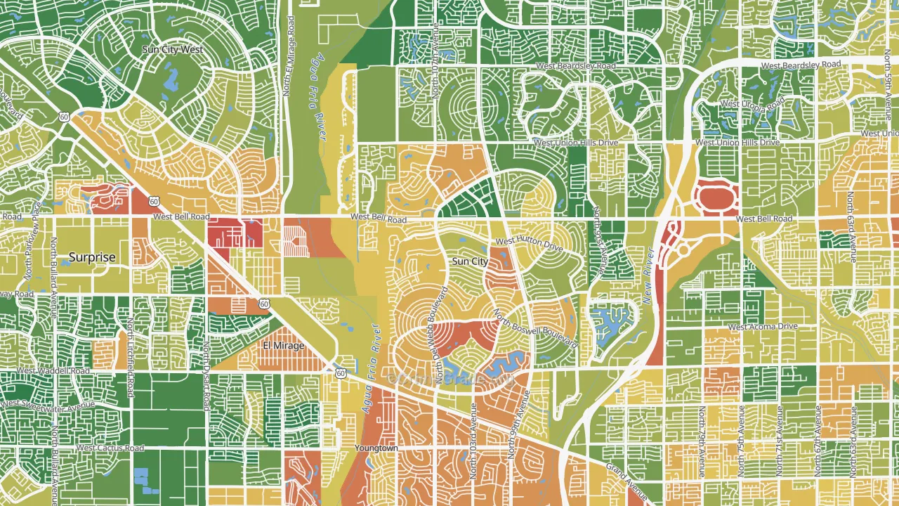 Sun City, AZ Map of Assault Rates