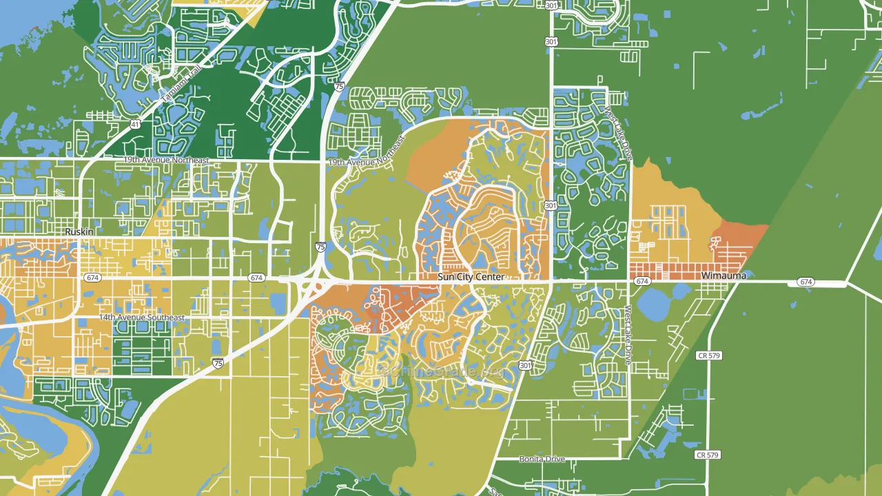Sun City Center, FL Map of Assault Rates