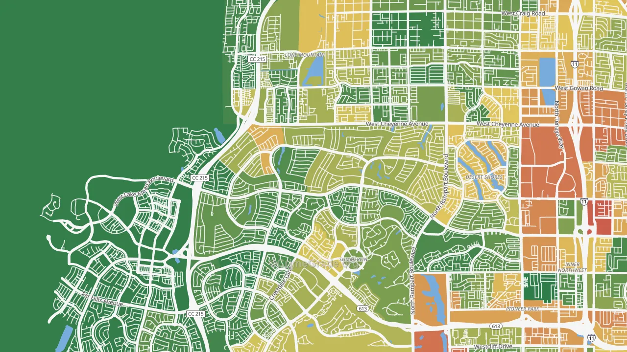 Sun City Summerlin, Las Vegas, NV Map of Assault Rates