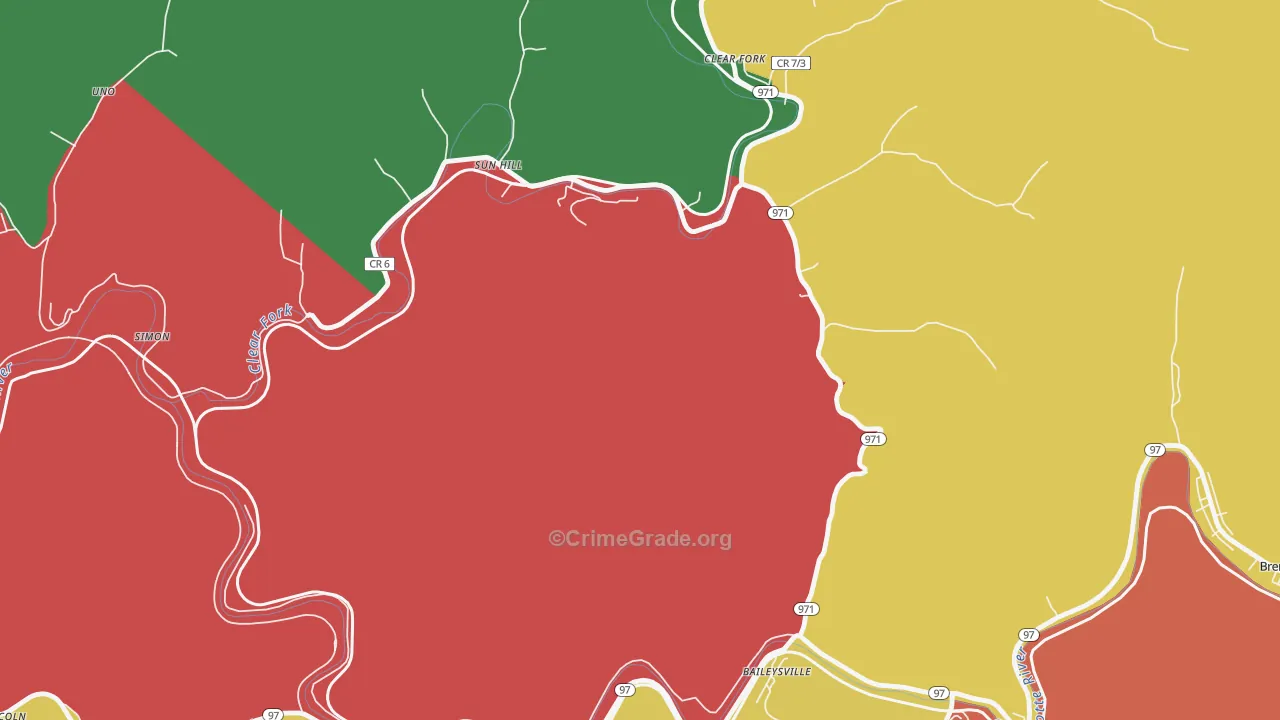 Sun Hill, WV Map of Assault Rates