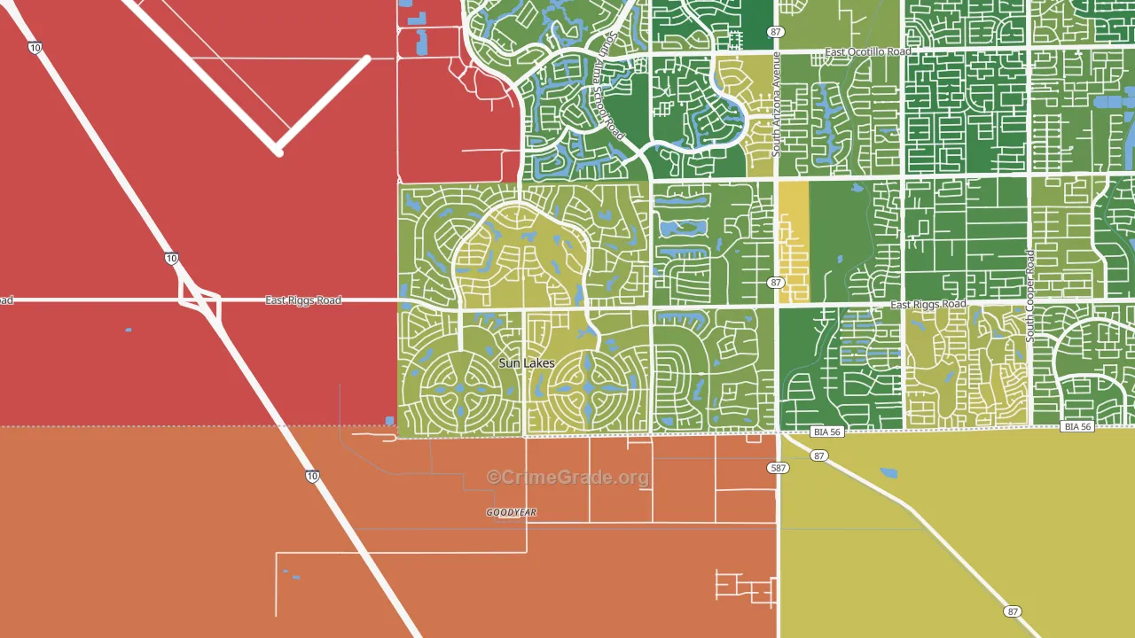 Sun Lakes, AZ Map of Assault Rates