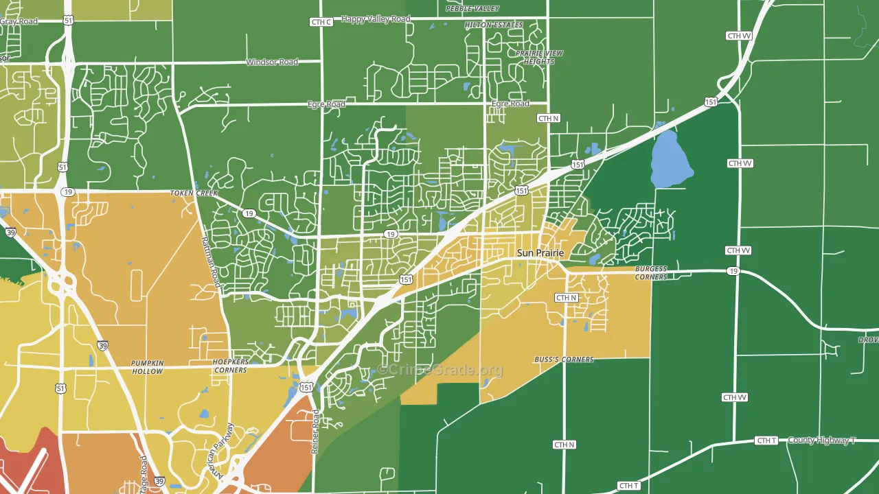 Sun Prairie, WI Map of Assault Rates