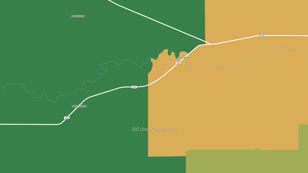 Sun River, MT Map of Assault Rates