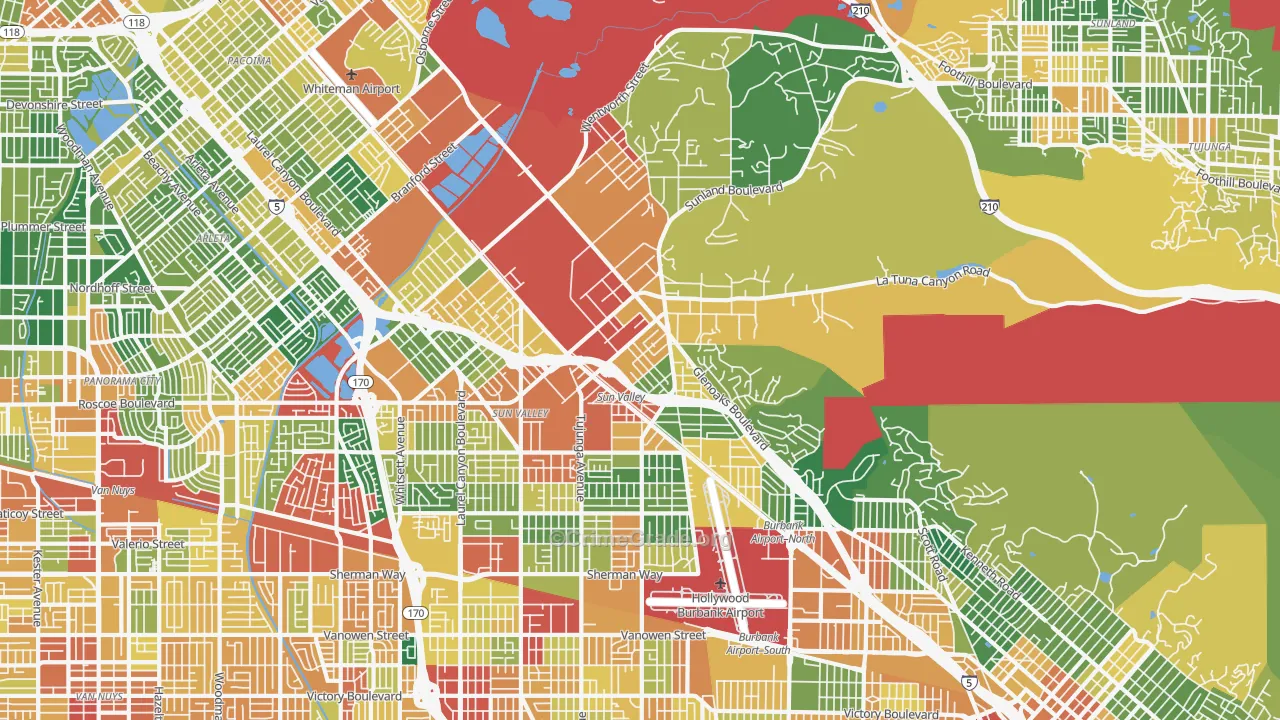 Sun Valley, CA Map of Assault Rates