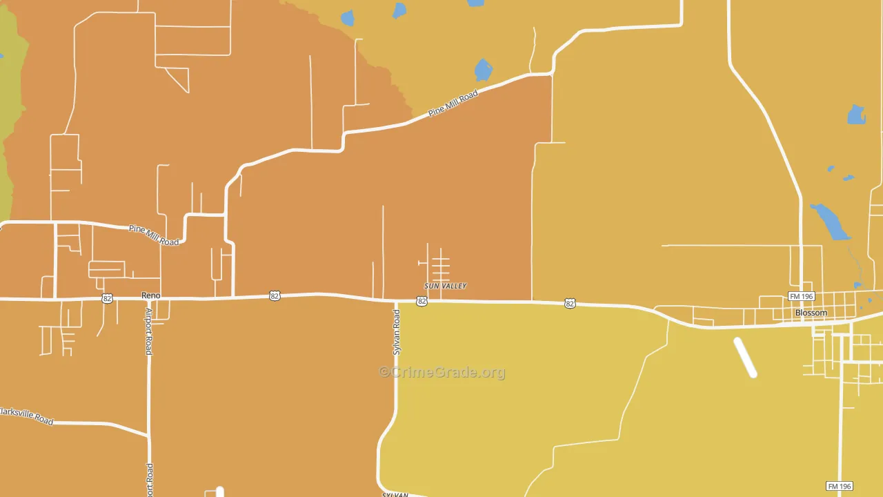 Sun Valley, TX Map of Assault Rates