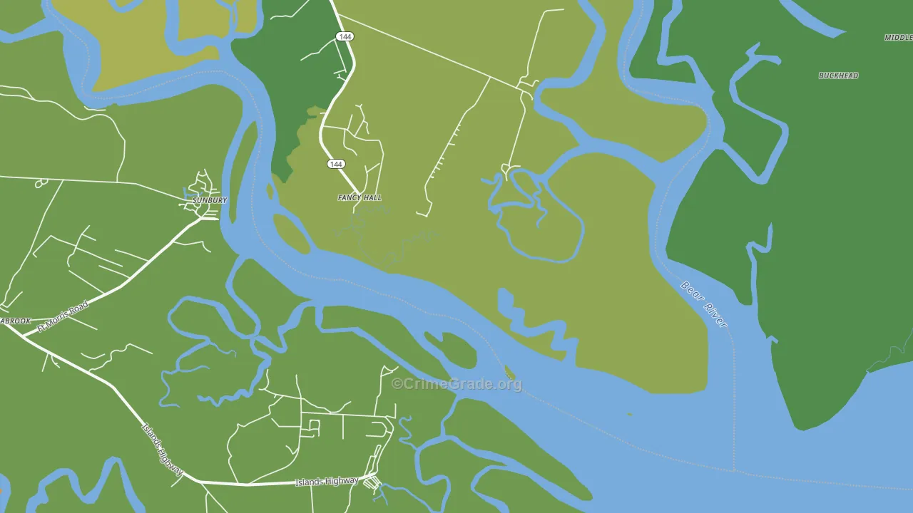 Sunbury, GA Map of Assault Rates
