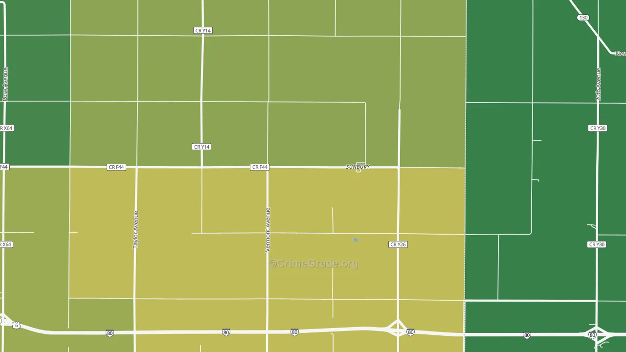 Sunbury, IA Map of Assault Rates