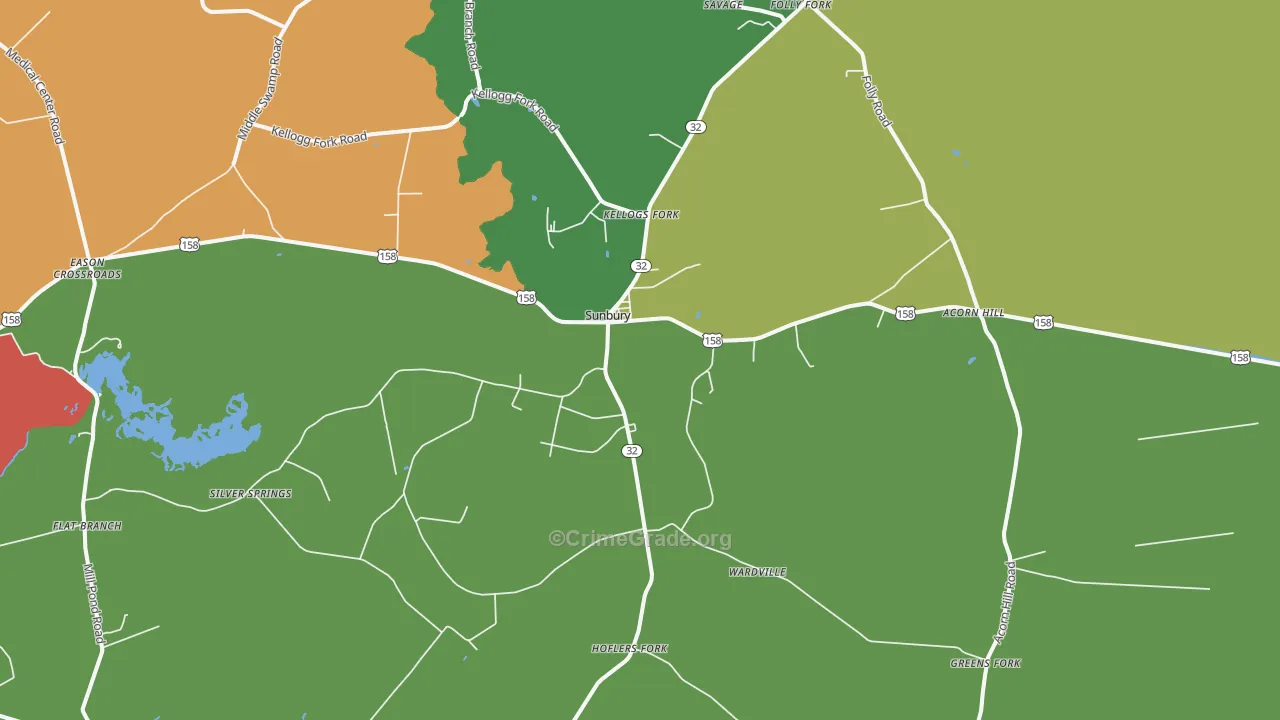 Sunbury, NC Map of Assault Rates