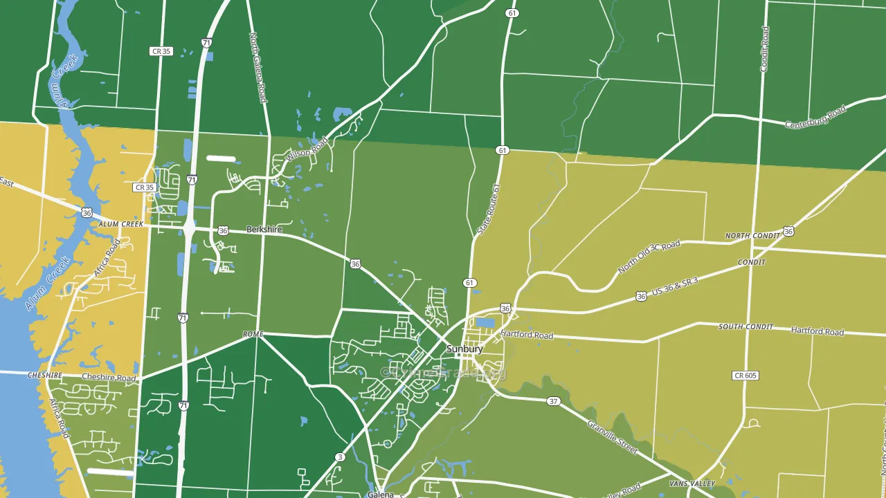 Sunbury, OH Map of Assault Rates