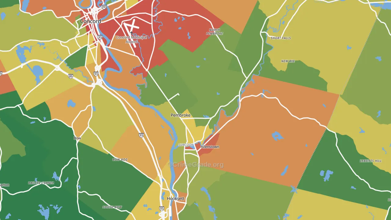 Suncook, NH Map of Assault Rates