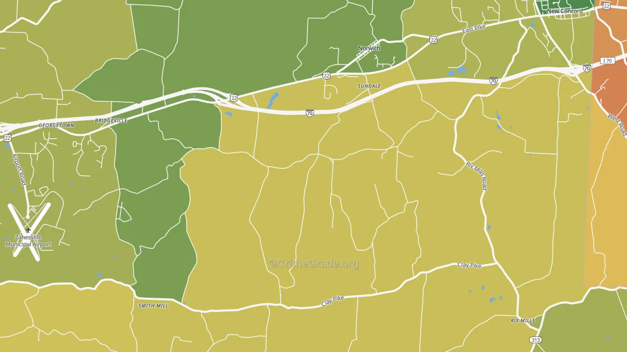 Sundale, OH Map of Assault Rates