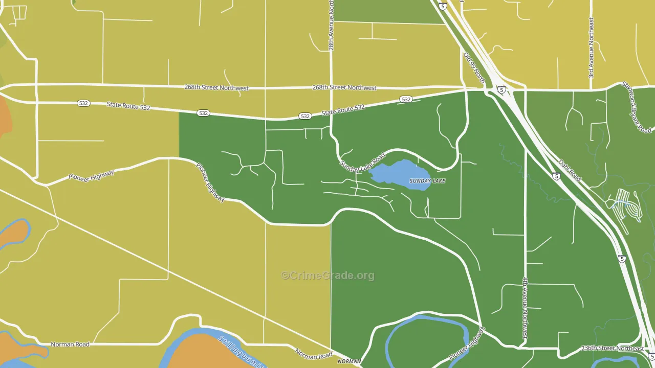 Sunday Lake, WA Map of Assault Rates