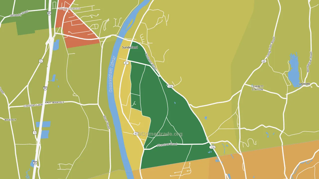 Sunderland, MA Map of Assault Rates