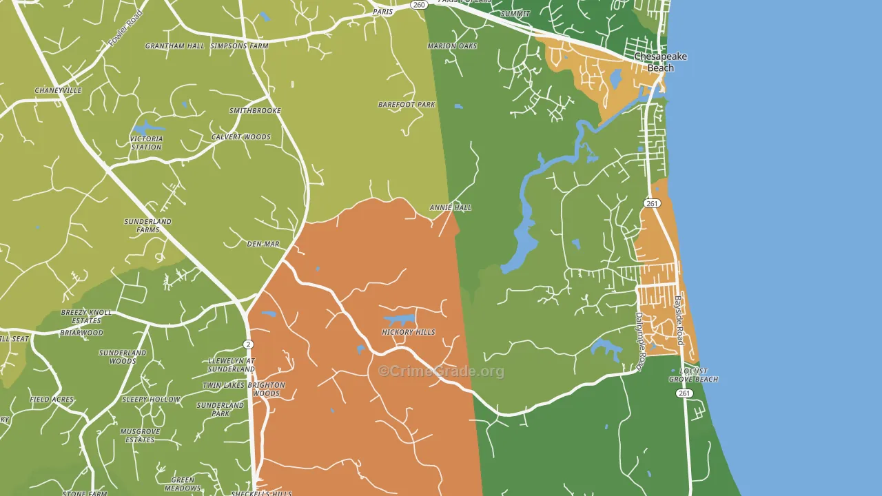 Sunderland, MD Map of Assault Rates