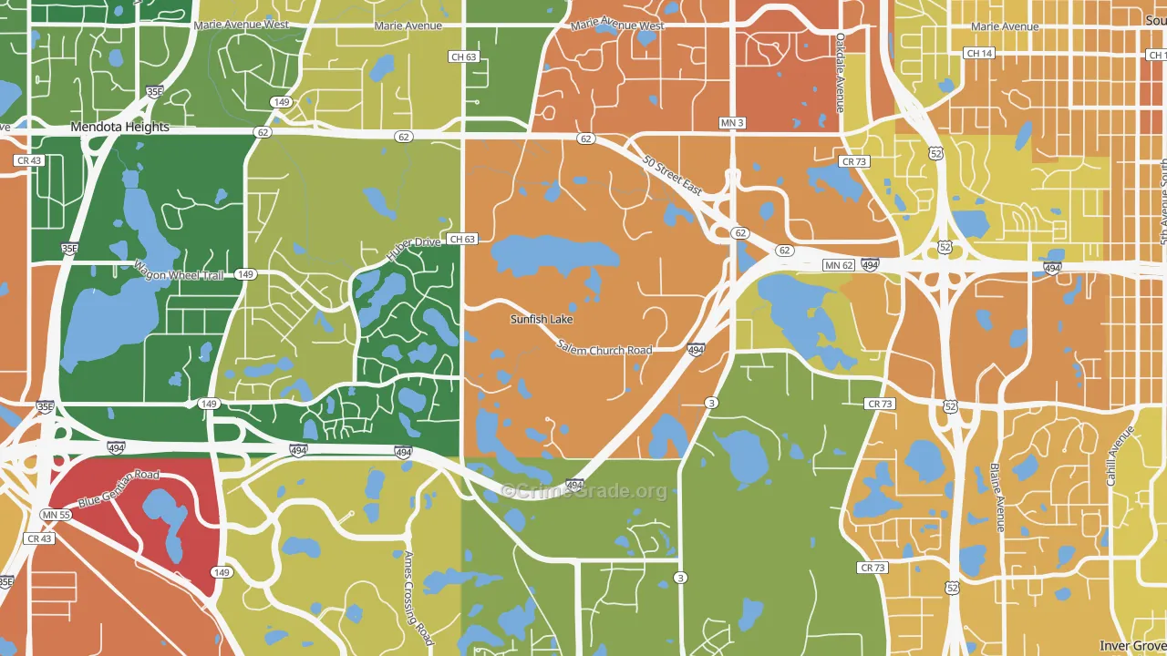 Sunfish Lake, MN Map of Assault Rates