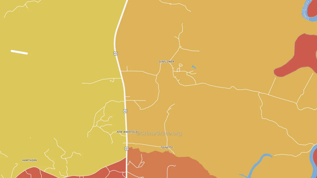 Sunflower, AL Map of Assault Rates
