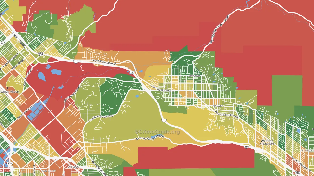 Sunland, CA Map of Assault Rates