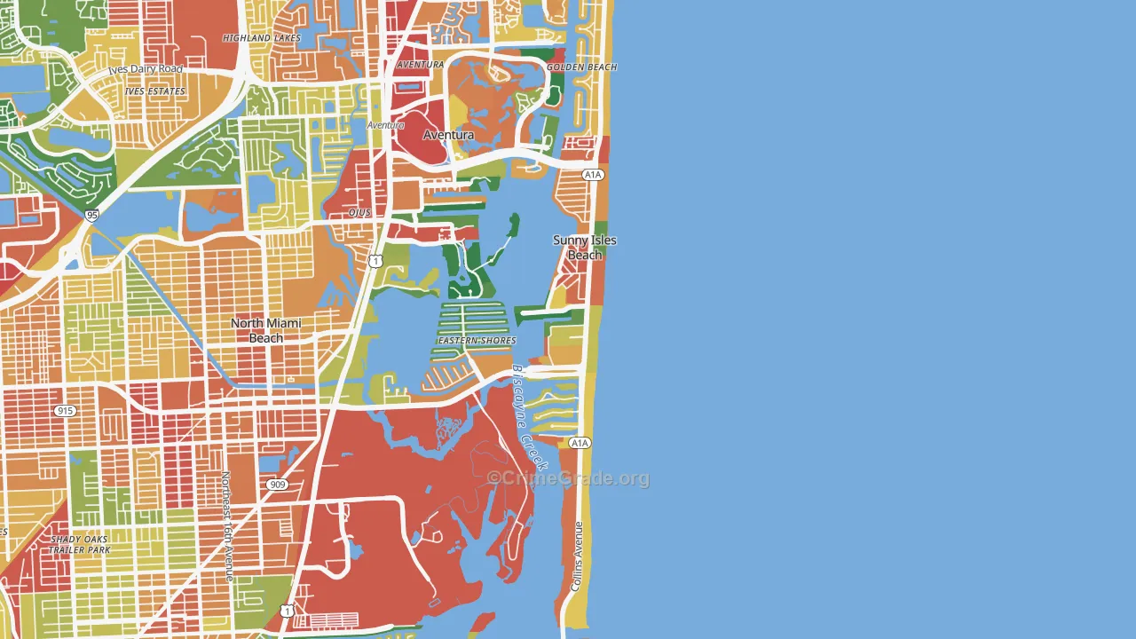 Sunny Isles Beach, FL Map of Assault Rates