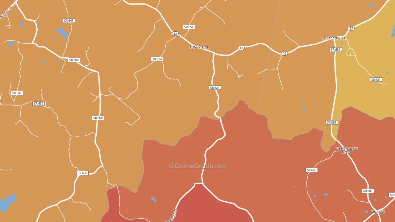 Sunny Side, VA Map of Assault Rates