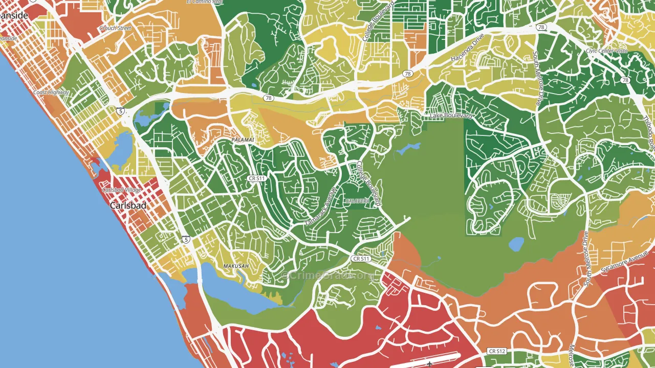 Sunny Vista, CA Map of Assault Rates