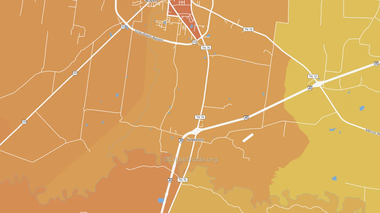 Sunnyhill, TN Map of Assault Rates