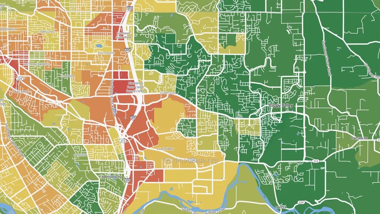 Sunnyside, Clackamas, OR Map of Assault Rates