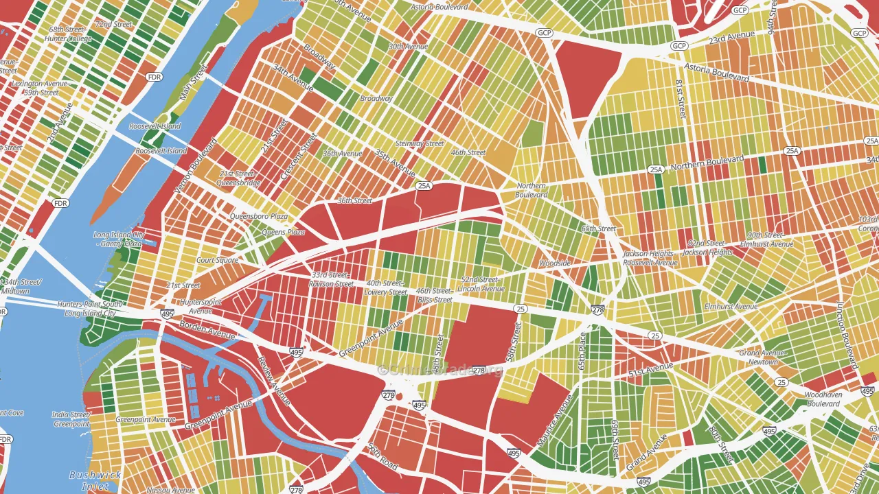 Sunnyside, Queens, NY Map of Assault Rates