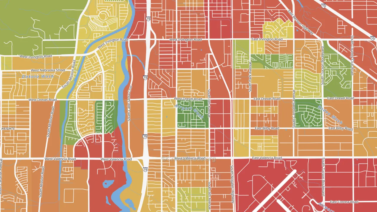 Sunnyside, Tucson, AZ Map of Assault Rates