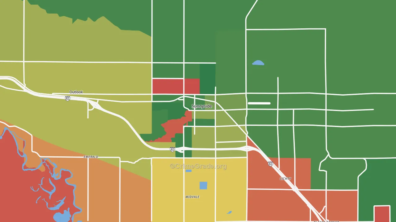 Sunnyside, WA Map of Assault Rates