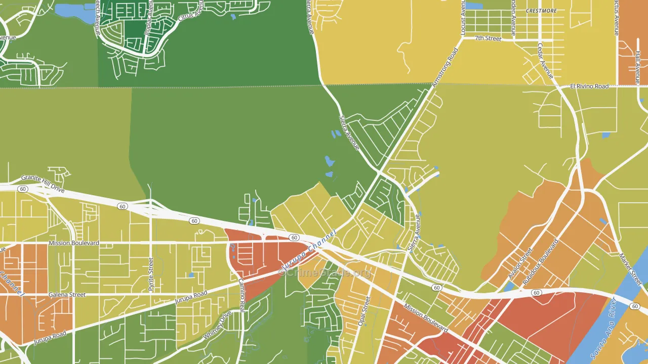 Sunnyslope, Riverside, CA Map of Assault Rates