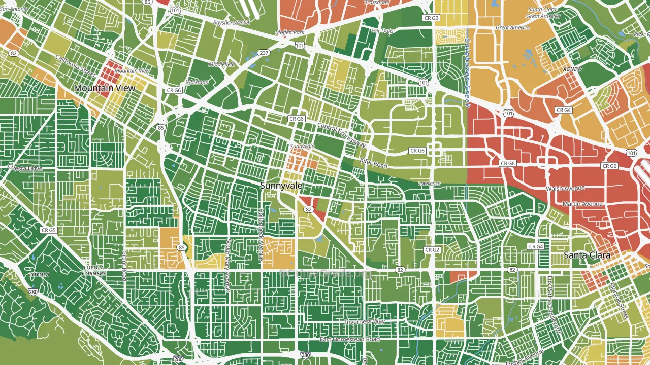 Sunnyvale, CA Map of Assault Rates