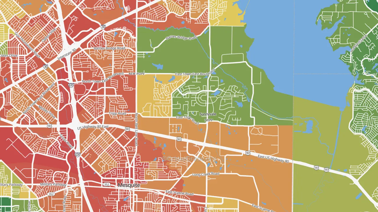 Sunnyvale, TX Map of Assault Rates