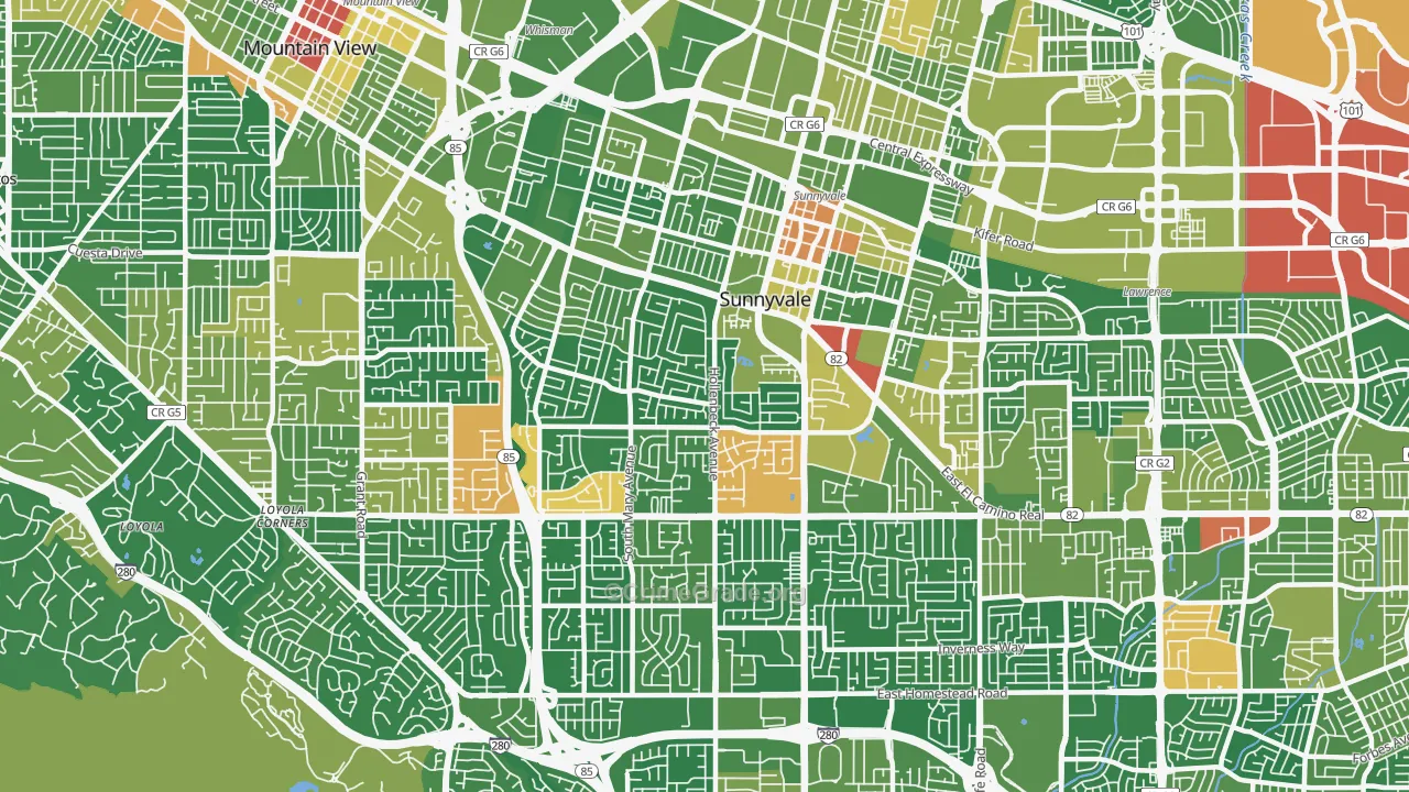 Sunnyvale West, Sunnyvale, CA Map of Assault Rates