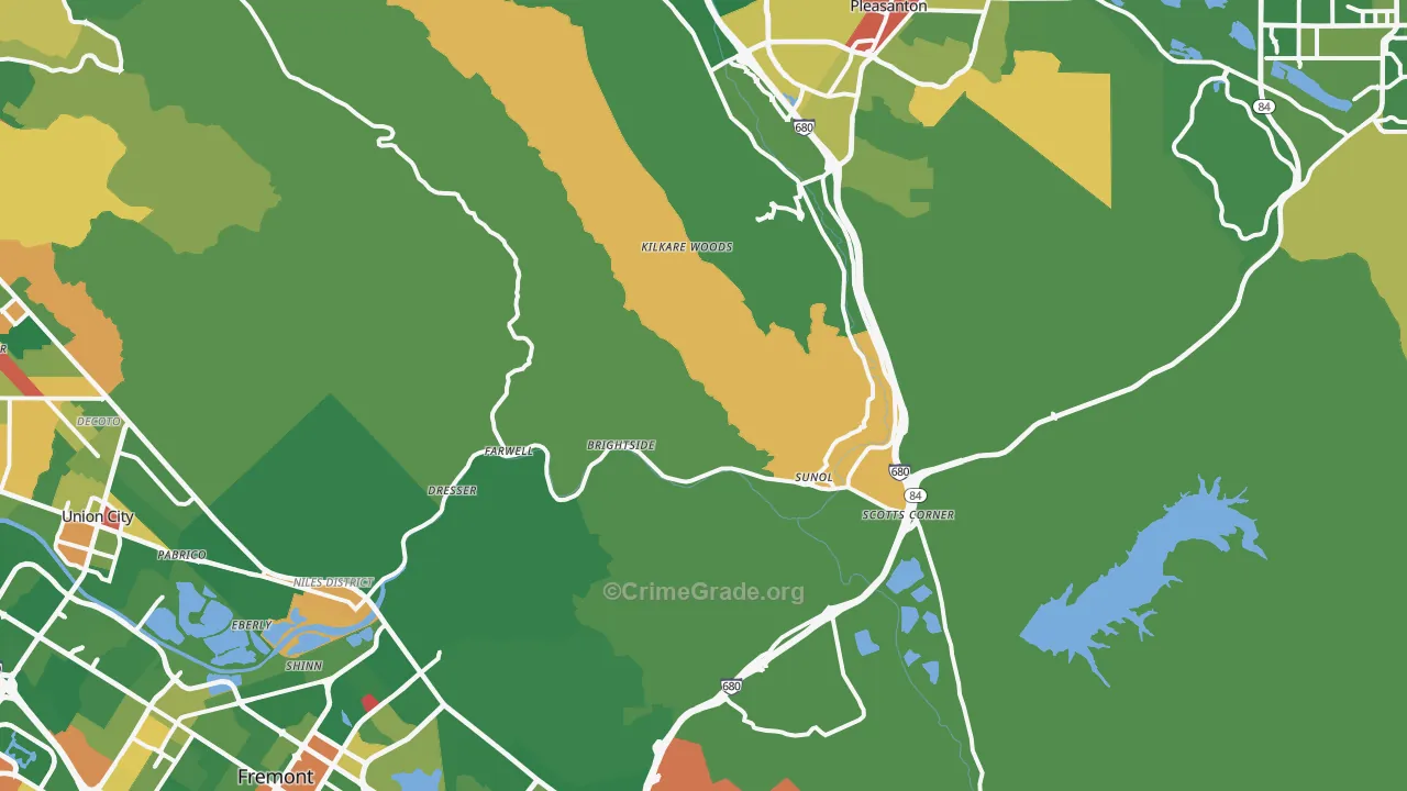 Sunol, CA Map of Assault Rates