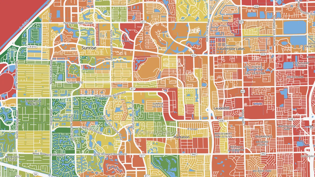 Sunrise Golf Village East, Sunrise, FL Map of Assault Rates