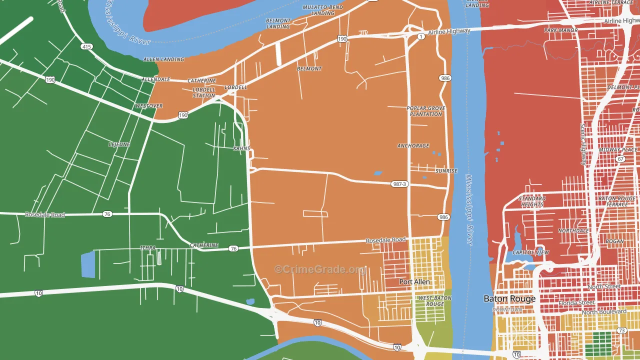 Sunrise, LA Map of Assault Rates