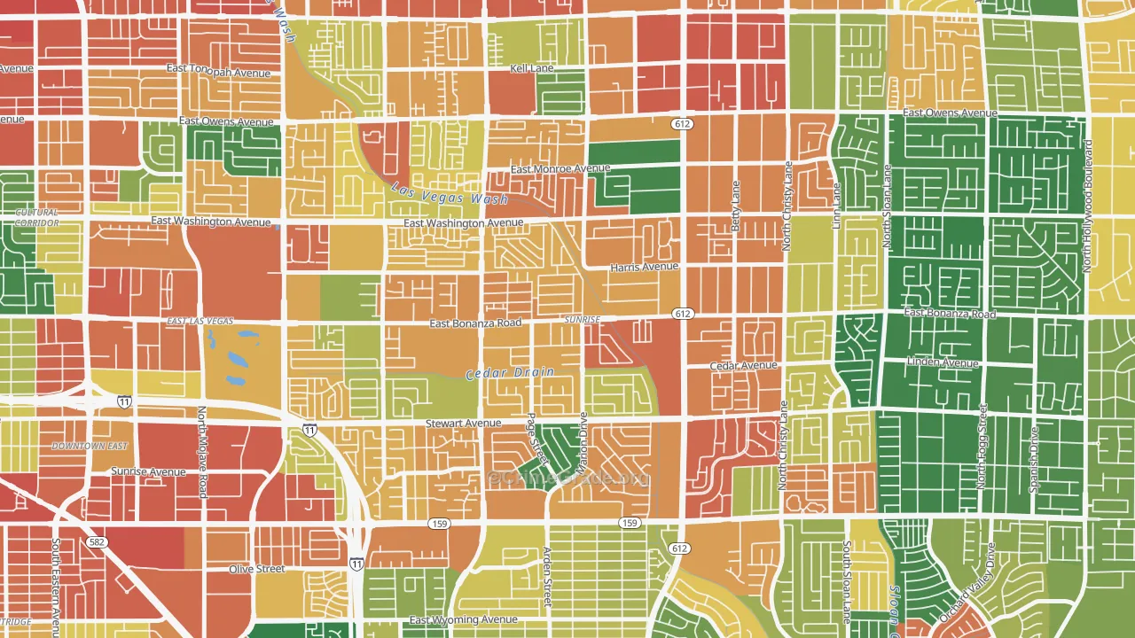 Sunrise, Las Vegas, NV Map of Assault Rates