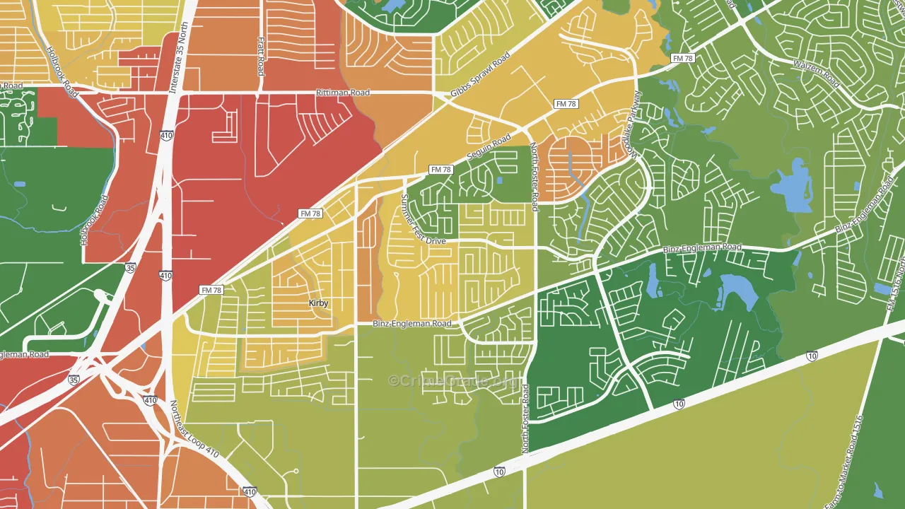 Sunrise, San Antonio, TX Map of Assault Rates