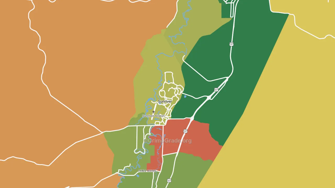 Sunriver, OR Map of Assault Rates