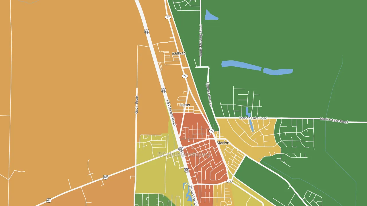 Sunset, AR Map of Assault Rates