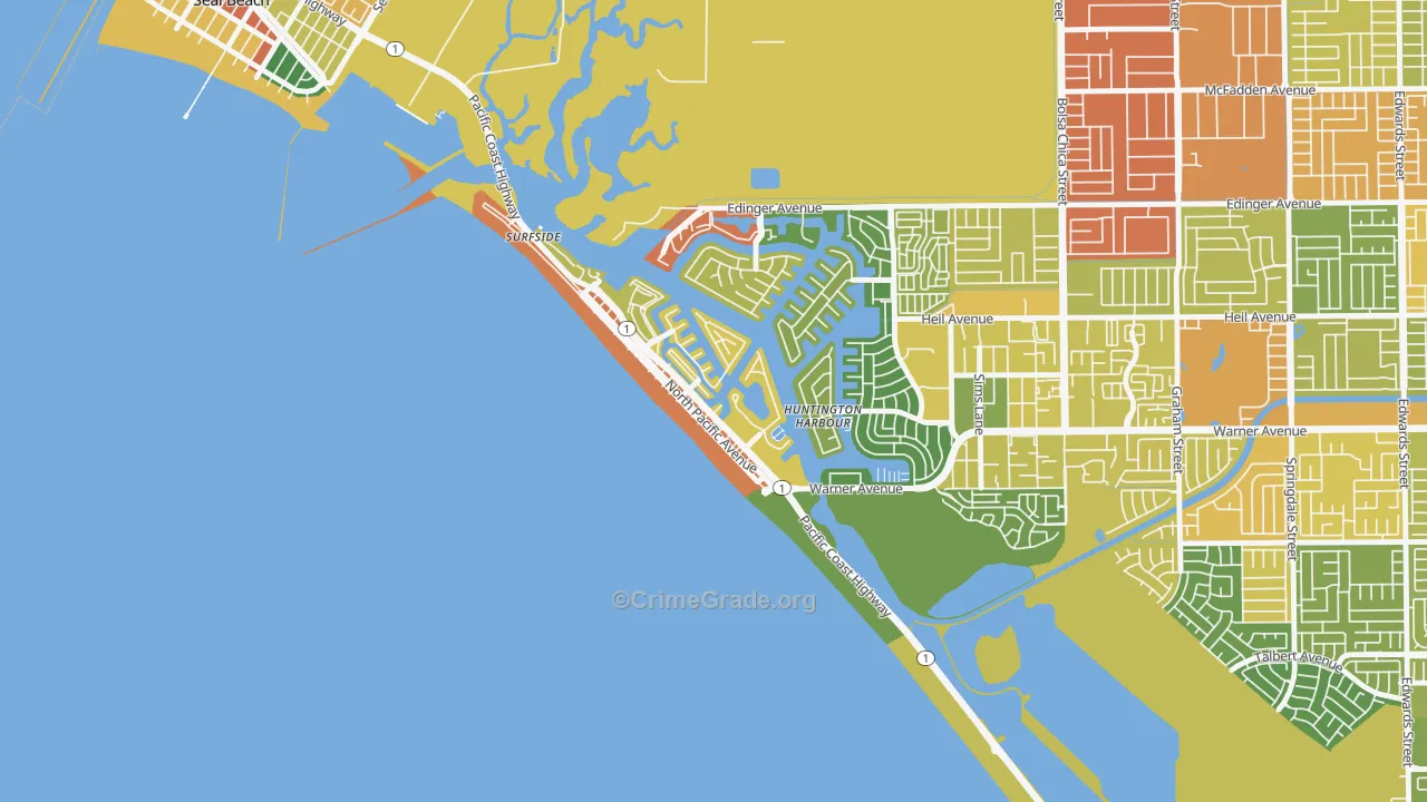 Sunset Beach, CA Map of Assault Rates