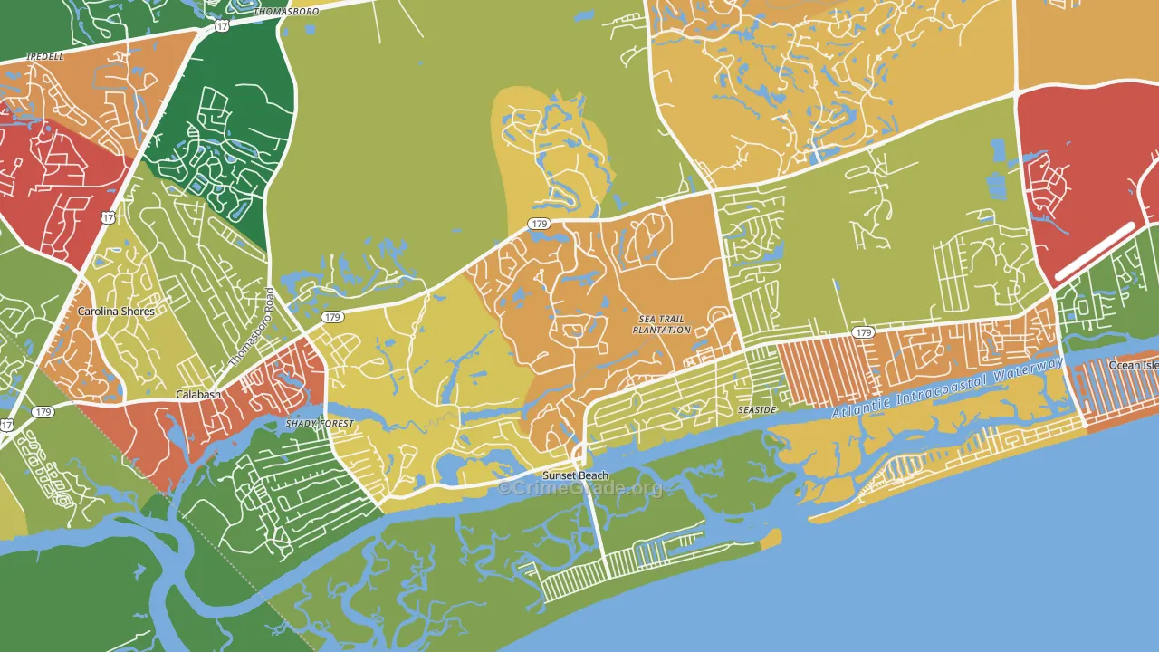 Sunset Beach, NC Map of Assault Rates